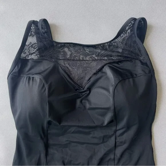 Longitude Women’s Black Lace Design Bathing Suit Style RW24100 Women’s Size 20W - Picture 2 of 9